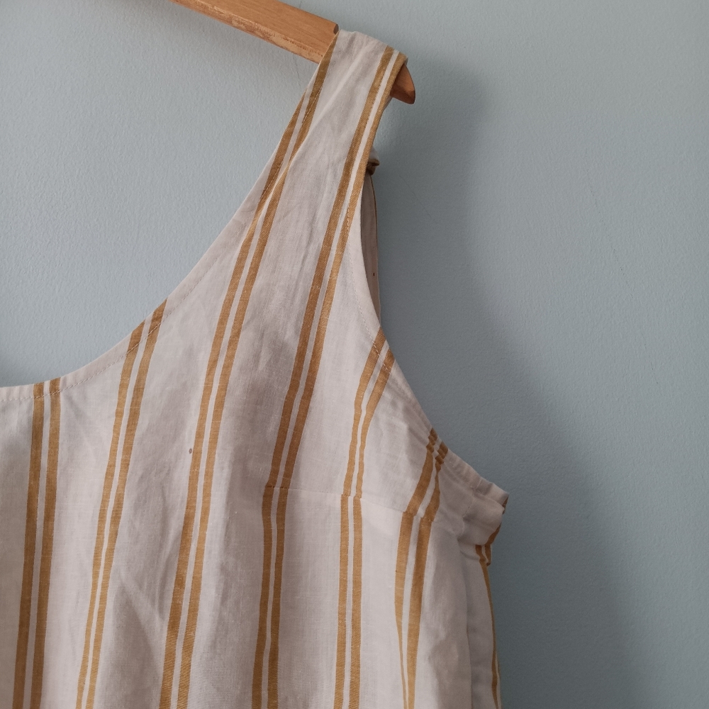 Sézane Rio Ecru Ocher Stripe Tie Shoulder Linen Blend Top 40/8 - Picture 5 of 9